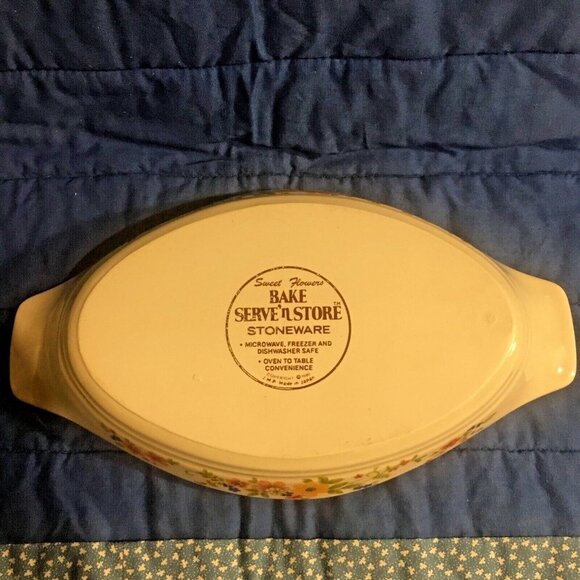 Lot of 2 BAKE SERVE N’ STORE Vintage Sweet Flowers Casserole & Souffle Dishes - Picture 6 of 13